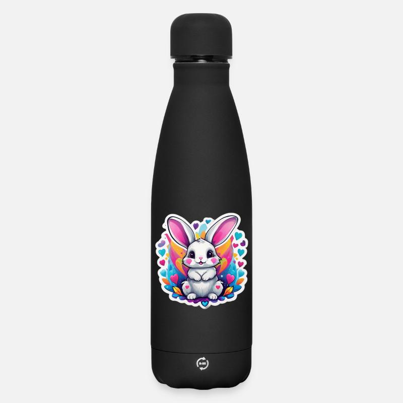 Bezaubernder Regenbogenhase - Matte Panorama Thermosflasche 500 ml - Schwarz