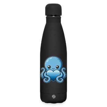Blue Heart Octopus - Matte Insulated Water Bottle 500 ml - black - Front