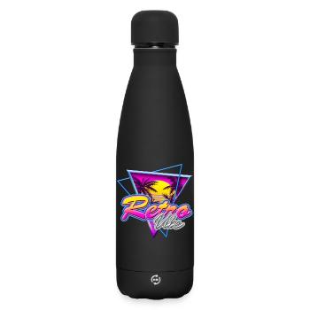 Retro Vibe - Nostalgie Neon Vapor Wave Palm Sunset - Matte Thermosflasche 500 ml - Schwarz - Vorne