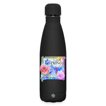 Fleurs de printemps | bonjour le printemps - Bouteille isotherme SOFT TOUCH 500 ml - noir - Devant