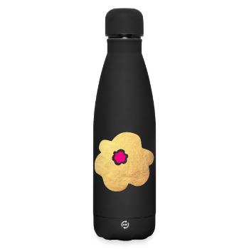 Gold Blume Pink Yoga Flower Power Blüte Natur Deko - Matte Thermosflasche 500 ml - Schwarz - Vorne
