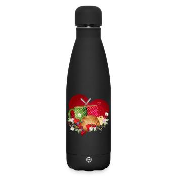 Breakfast for two with croissant, coffee and berries - Matte Insulated Water Bottle 500 ml - black - Front