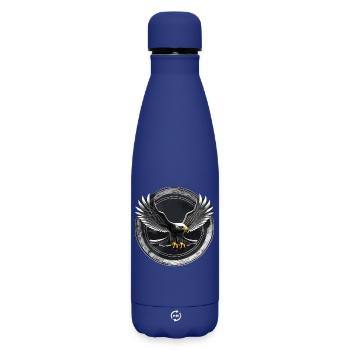 Eagle logo in circle - Matte Insulated Water Bottle 500 ml - dark blue  - Front