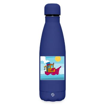 Buntes Bild eines lustigen Schleppers - Matte Thermosflasche 500 ml - Dunkelblau  - Vorne