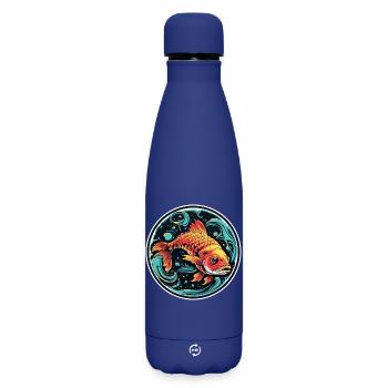 Fish Illustration - Matte Insulated Water Bottle 500 ml - dark blue  - Front