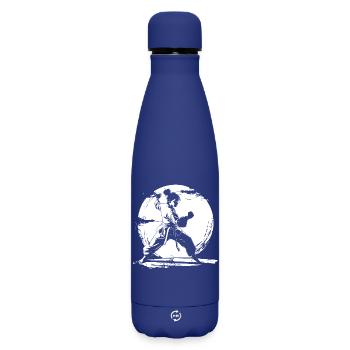 Karate Girl Drawing - Matte Insulated Water Bottle 500 ml - dark blue  - Front