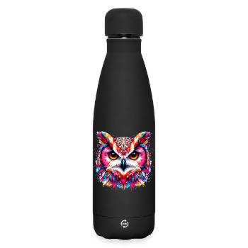 Eule - Matte Thermosflasche 500 ml - Schwarz - Vorne