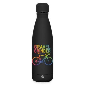 Lebendiges Gravel-Grinder-Fahrraddesign - Matte Thermosflasche 500 ml - Schwarz - Vorne