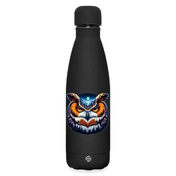 Eule - Matte Thermosflasche 500 ml - Schwarz - Vorne