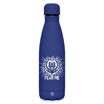 Emulating bear head with lettering - Matte Insulated Water Bottle 500 ml - dark blue  - Front