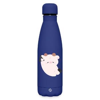 Trajet de la vache fatiguée - Bouteille isotherme SOFT TOUCH 500 ml - bleu foncé  - Devant
