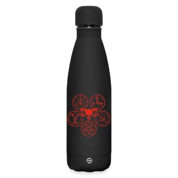 Red Demon Skull and Esoteric Symbols - Matte Insulated Water Bottle 500 ml - black - Front