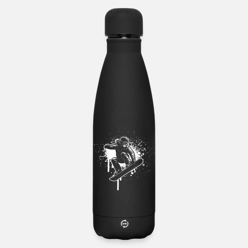 Attention fans de snowboard : déclaration simple - Bouteille isotherme SOFT TOUCH 500 ml - noir