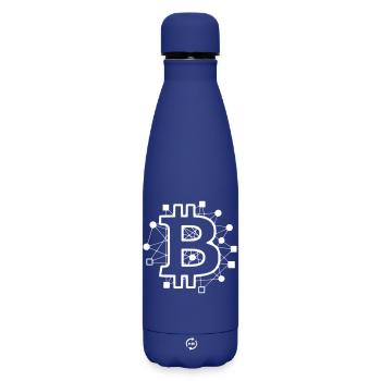 Bitcoin Board Circuit Tech Crypto - Matte Insulated Water Bottle 500 ml - dark blue  - Front