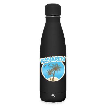Kanaren Palmenstrand Logo - Matte Thermosflasche 500 ml - Schwarz - Vorne