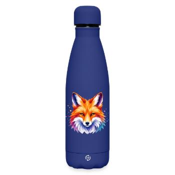 Fuchs Design – Polygon Fox Motiv für Tierliebhaber - Matte Thermosflasche 500 ml - Dunkelblau  - Vorne