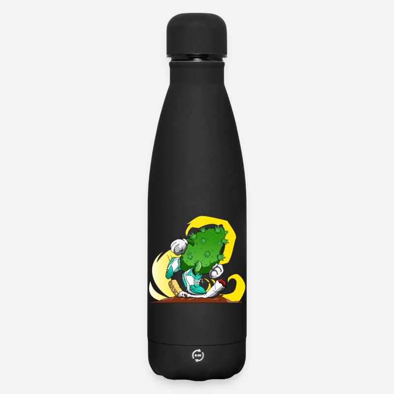 Fumer de l'herbe, pas des cigarettes - Bouteille isotherme SOFT TOUCH 500 ml - noir