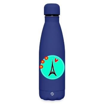 PARIS. CAPITAL CITY. CITY. FRANCE. PARISIAN. PARISIAN - Matte Insulated Water Bottle 500 ml - dark blue  - Front