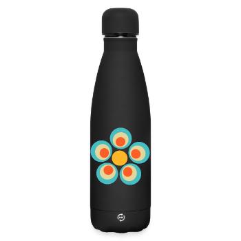 des années 70 motif de fleur - Bouteille isotherme SOFT TOUCH 500 ml - noir - Devant