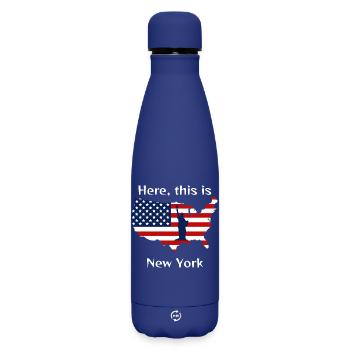 USA Flag and Statue of Liberty - Matte Insulated Water Bottle 500 ml - dark blue  - Front