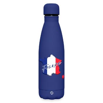 Drapeau de la France, fierté française - Bouteille isotherme SOFT TOUCH 500 ml - bleu foncé  - Devant