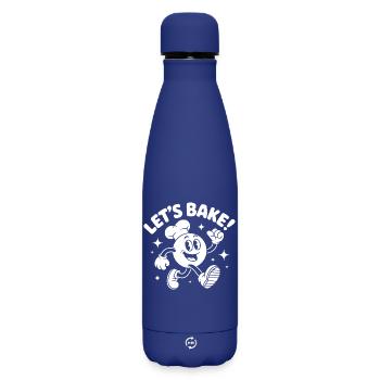 Lasst uns Backen Cartoon Motiv - Matte Thermosflasche 500 ml - Dunkelblau  - Vorne