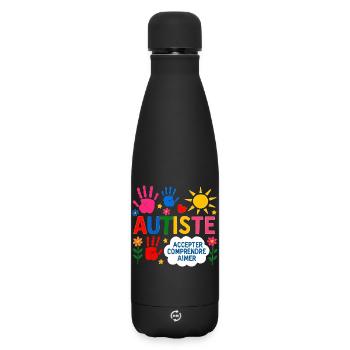 Autiste Cadeau Autisme Inclusion Neurodiversité - Bouteille isotherme SOFT TOUCH 500 ml - noir - Devant