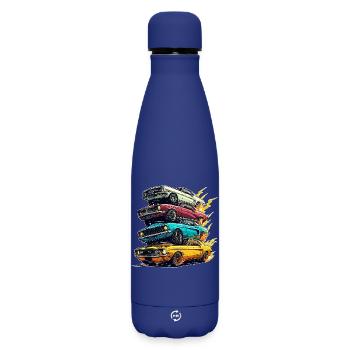 Just A Boy Who Loves Cars Kleinkind-Grafik - Matte Thermosflasche 500 ml - Dunkelblau  - Vorne