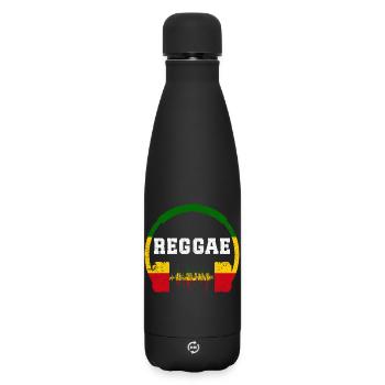 Reggae Headphones Wave Design - Matte Insulated Water Bottle 500 ml - black - Front