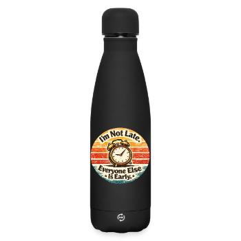 Pünktlichkeits-Wecker Retro - Matte Thermosflasche 500 ml - Schwarz - Vorne