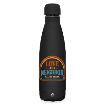 Liebe deine nächste Vintage-Wohltätigkeits-Friedensbotschaft - Matte Thermosflasche 500 ml - Schwarz - Vorne