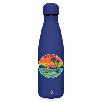 Retro Boat Sunset Tropics - Bouteille isotherme SOFT TOUCH 500 ml - bleu foncé  - Devant