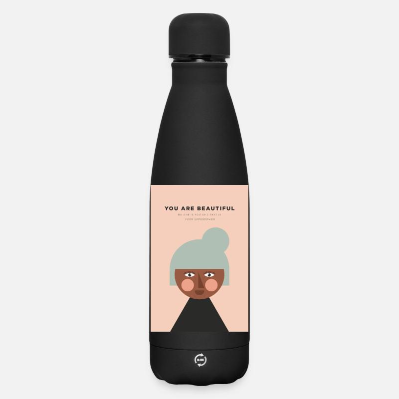 YOU ARE BEAUTIFUL - Matte Panorama Thermosflasche 500 ml - Schwarz