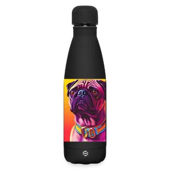 Mops Hund - Matte Thermosflasche 500 ml - Schwarz - Vorne