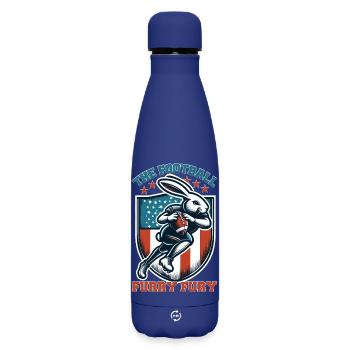 Heute Hase, morgen weg: Die pelzige Football-Wut - Matte Thermosflasche 500 ml - Dunkelblau  - Vorne