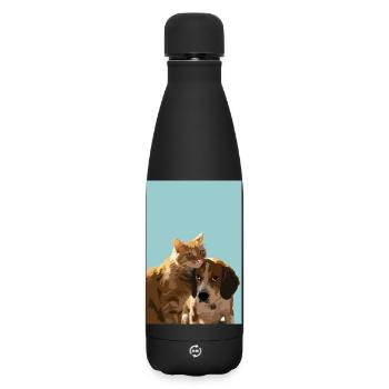 Amitié entre chats et chiens - Bouteille isotherme SOFT TOUCH 500 ml - noir - Devant