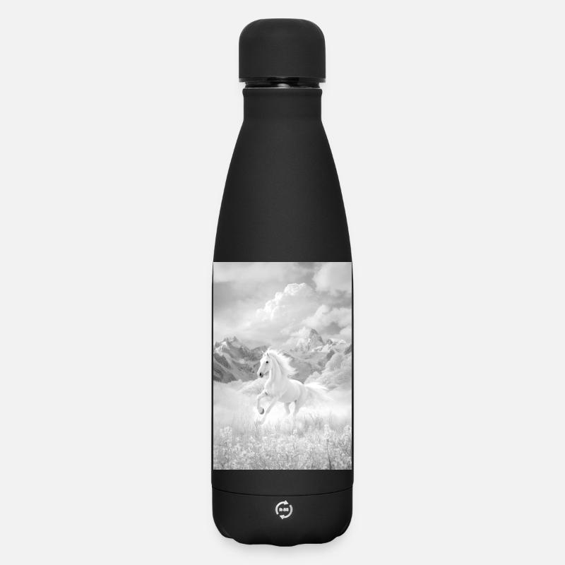 Pferd - Matte Thermosflasche 500 ml - Schwarz