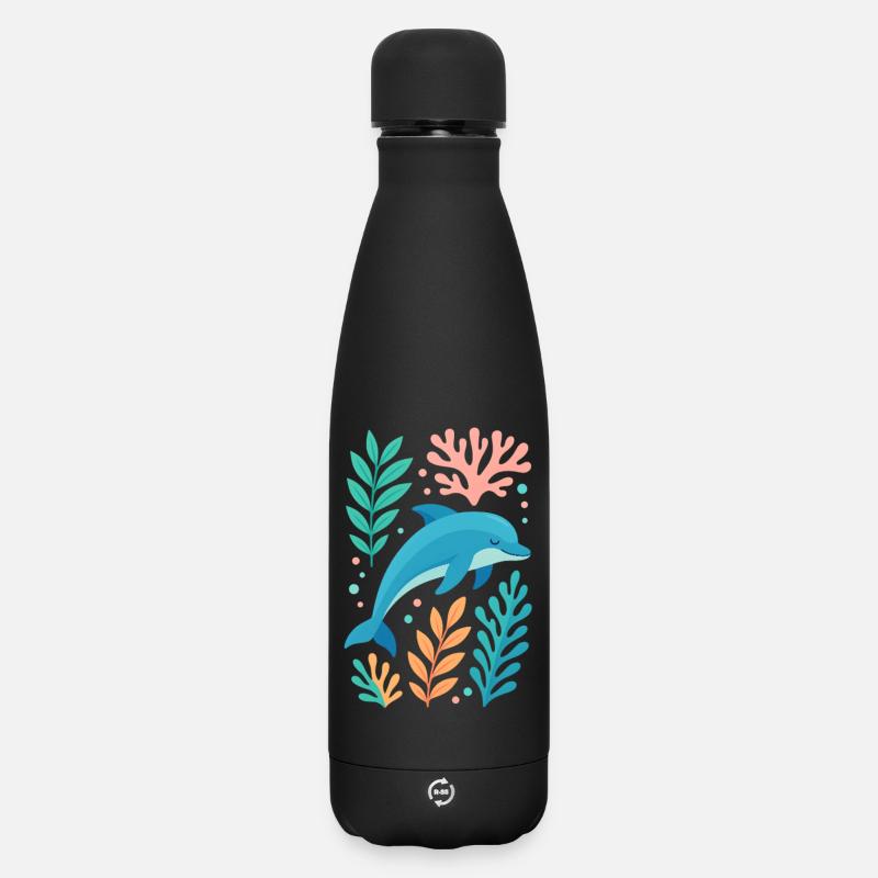 Rêve de dauphin dans la mer de Corail - Bouteille isotherme SOFT TOUCH 500 ml - noir