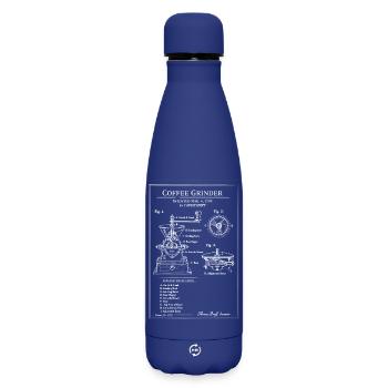 Vintage Kaffeemühle-Bauplan - Matte Thermosflasche 500 ml - Dunkelblau  - Vorne