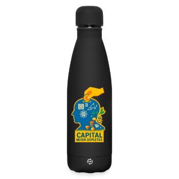 Capital Sparks Knowledge - Matte Insulated Water Bottle 500 ml - black - Front