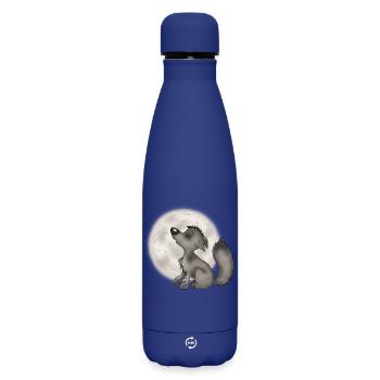 Wölfchen - Matte Thermosflasche 500 ml - Dunkelblau  - Vorne