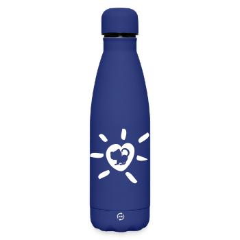 Herz Katze Strahlen Fan Comic Tierliebe Katzen süß - Matte Thermosflasche 500 ml - Dunkelblau  - Vorne