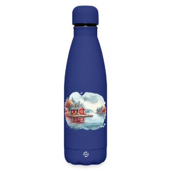 Suède maison Suède lac cadeau de vacances - Bouteille isotherme SOFT TOUCH 500 ml - bleu foncé  - Devant