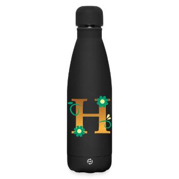 H - Matte Insulated Water Bottle 500 ml - black - Front