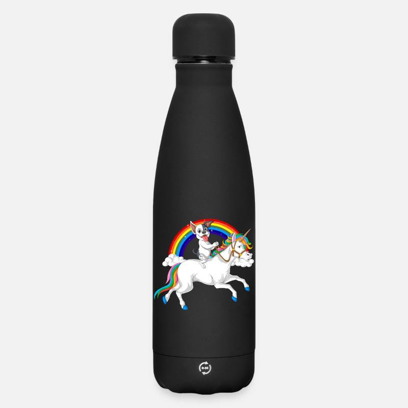 Bouledogue français équitation licorne - Bouteille isotherme SOFT TOUCH 500 ml - noir