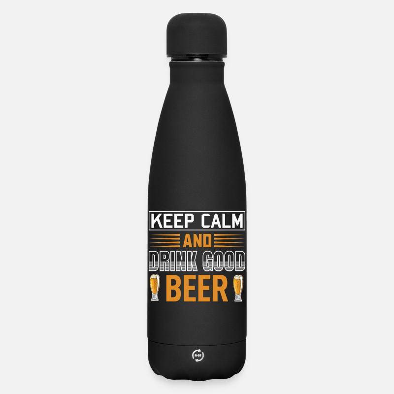 Keep calm drink beer - Matte Thermosflasche 500 ml - Schwarz