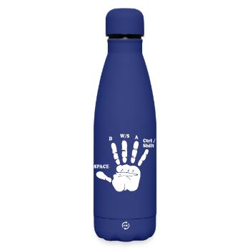 Funny Gamer Hand Computer Game Esports Gamer - Matte Insulated Water Bottle 500 ml - dark blue  - Front