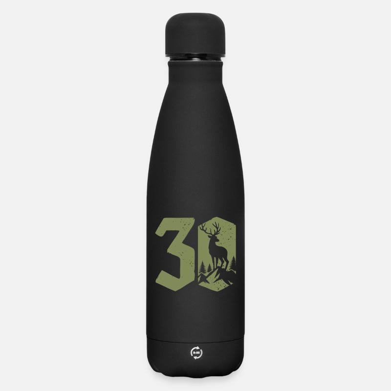 Chasseur 30e anniversaire Chasse 30 ans Nombre de cerfs - Bouteille isotherme SOFT TOUCH 500 ml - noir