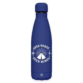Offene Straßen, Offene Gedanken - Matte Thermosflasche 500 ml - Dunkelblau  - Vorne