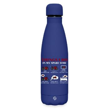 Choses que je fais pendant mon temps libre - Bouteille isotherme SOFT TOUCH 500 ml - bleu foncé  - Devant